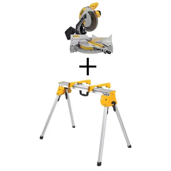 DEWALT 12 in. 15 Amp Corded Single Bevel Compound Miter Saw with Heavy-Duty Work Stand