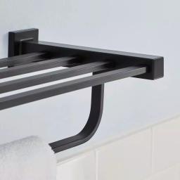 Glacier Bay Farrington 21 in. Wall Mount Towel Rack with Shelf and Bar, Matte Black thumbnail 5