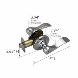 Design House Springdale Polished Chrome Privacy Bed/Bath Door Lever thumbnail 2
