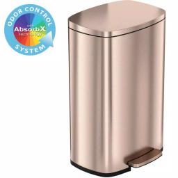 iTouchless SoftStep 13.2 Gallon Rose Gold Stainless Steel Step Trash Can with Odor Control and Removable Inner Bucket thumbnail 1