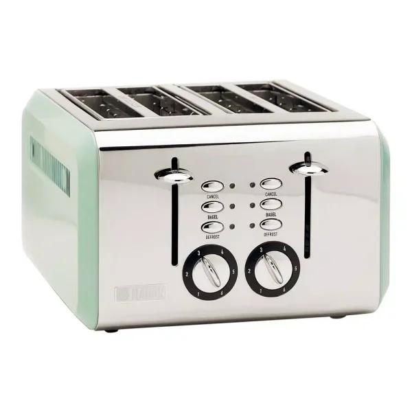 Haden Cotswold 4-Slice Wide Slot Retro Toaster, 1500W, Sage Green