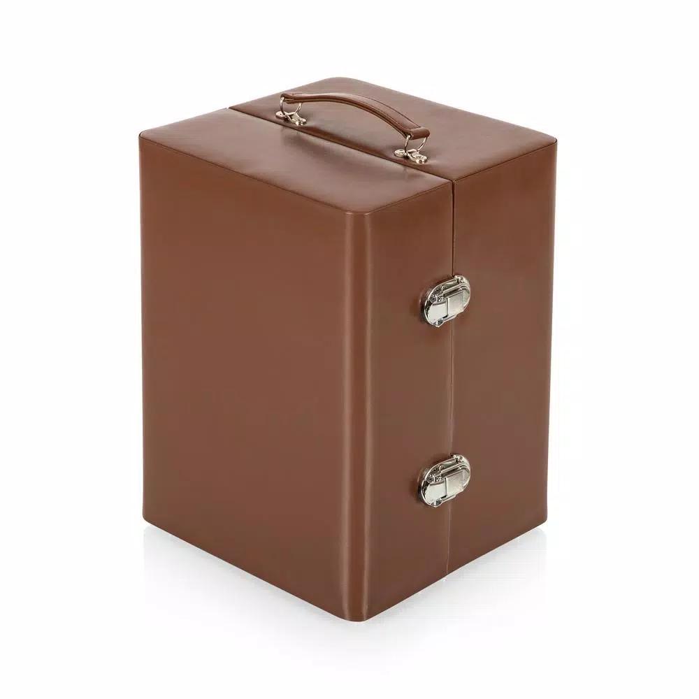Picnic Time Manhattan Portable Cocktail Case - Mahogany Brown Leatherette Martini Set with Stainless Steel Accessories