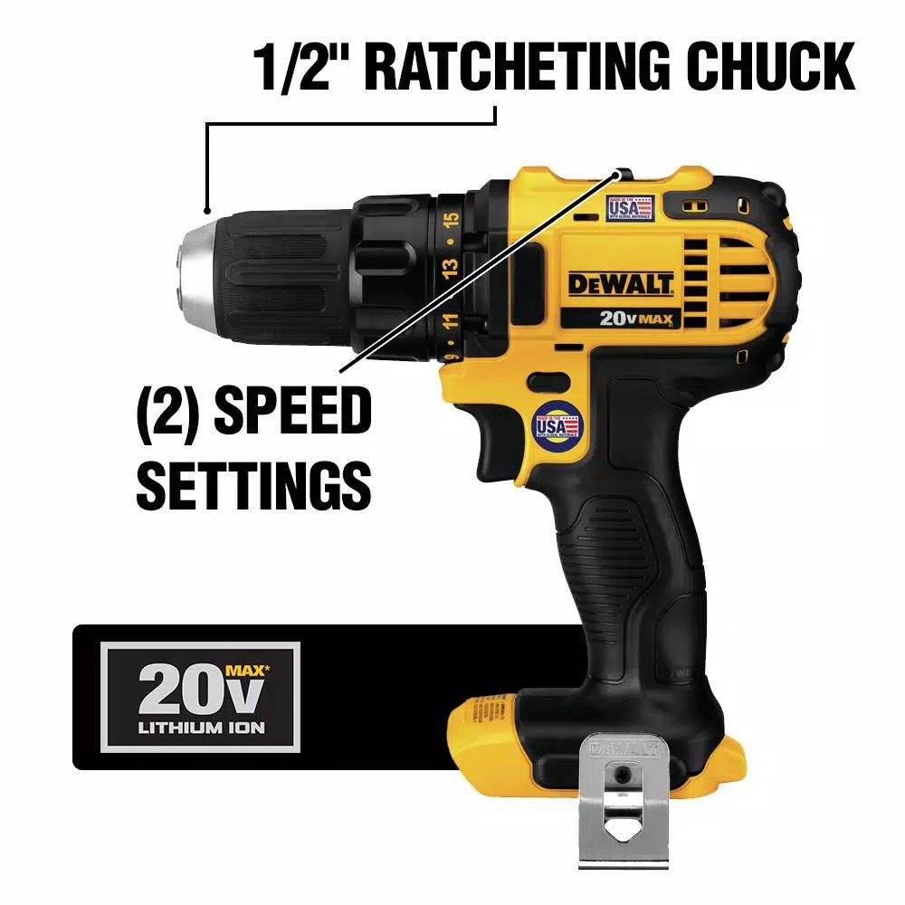 DEWALT 20V MAX Cordless Compact Drill Driver Kit with 3.0 Ah Li-Ion Battery
