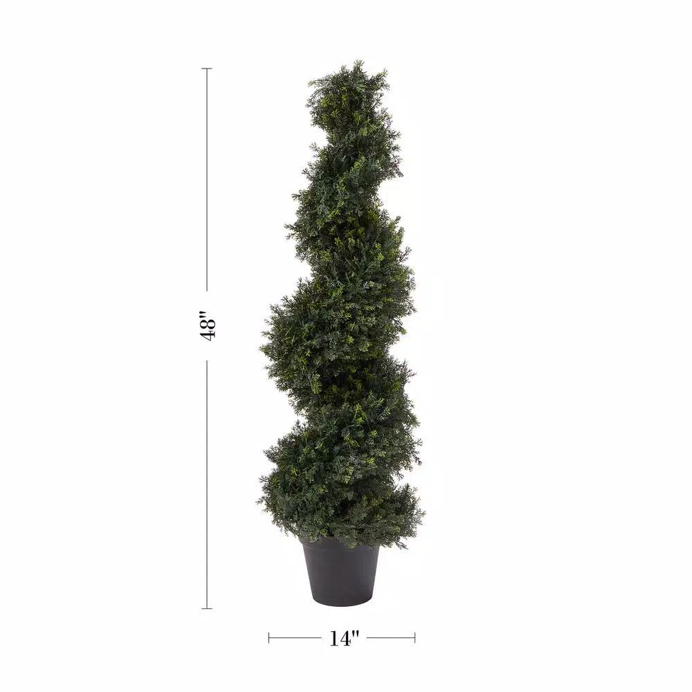 Pure Garden 48 in. Artificial Cypress Spiral Topiary Tree with Pot