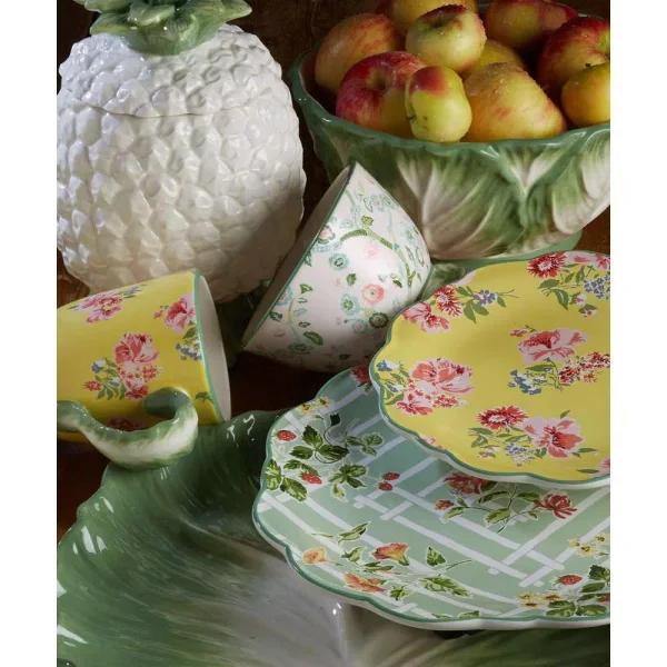 Certified International English Garden 3-D Multicolored Earthenware Cookie Jar, 72 oz.