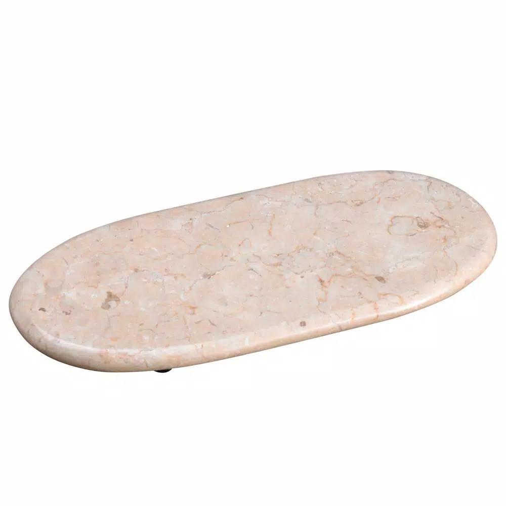 Creative Home Natural Champagne Marble Oval Serving Tray - 14 in. Beige Cheese & Pastry Board