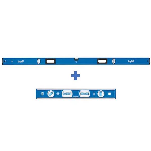 Empire e75 Series True Blue 96 in. Box Level and 12 in. Magnetic Tool Box Level Set