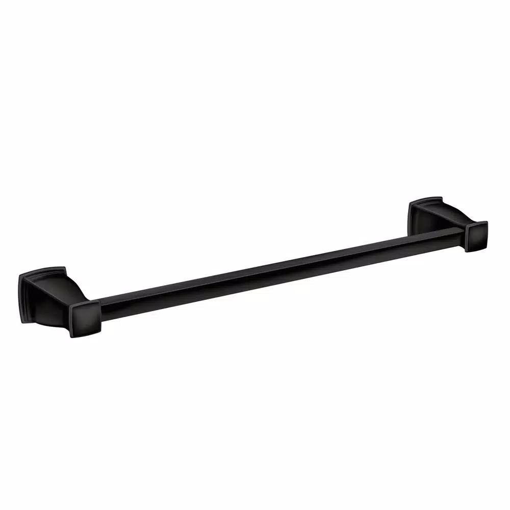 Moen Hensley 3-Piece Matte Black Bath Hardware Set with 24 in. Towel Bar, Paper Holder, and Towel Ring