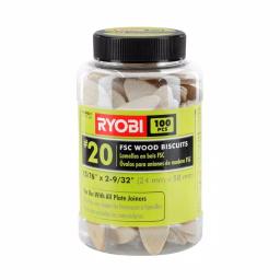 RYOBI #20 FSC Wood Biscuits, 100-Piece Pack thumbnail 1