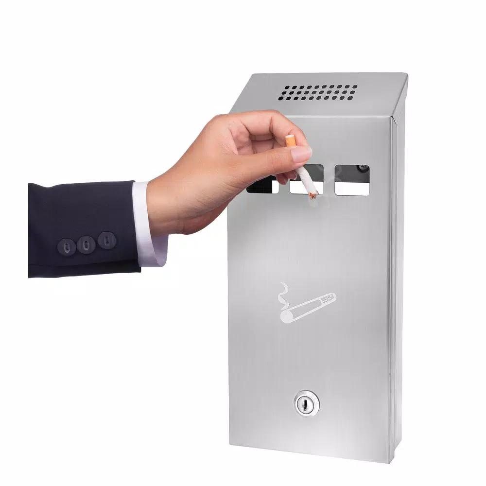 Alpine Industries Stainless Steel Wall-Mounted Cigarette Disposal Station Outdoor Ashtray