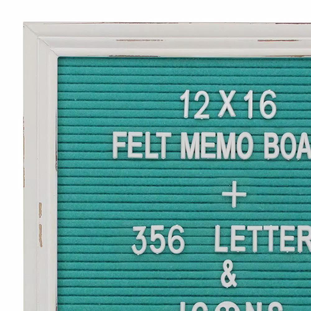 Stonebriar Collection Stonebriar Turquoise Felt Memo Board with White Wash Wood Frame