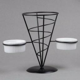Creative Home Black Iron Wire French Fry Holder Set with 2 Ceramic Ramekins for Dipping Sauce thumbnail 3