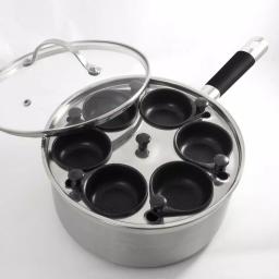 ExcelSteel Professional 6-Cup Stainless Steel Egg Poacher Set with Non-Stick Cups and Silicone Spatula thumbnail 2
