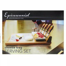 Epicureanist Sonoma Cheese Tray Serving Set with Bamboo Board, Glass Center, and Ceramic Dish thumbnail 7