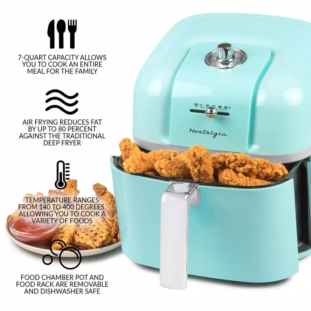 Nostalgia Classic Retro 7 Qt. Air Fryer, Aqua Blue