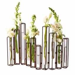 Two's Company Lavoisier 13 in. Dark Brown Hinged Flower Vase Set of 10 with Antiqued Rusted Finish thumbnail 2