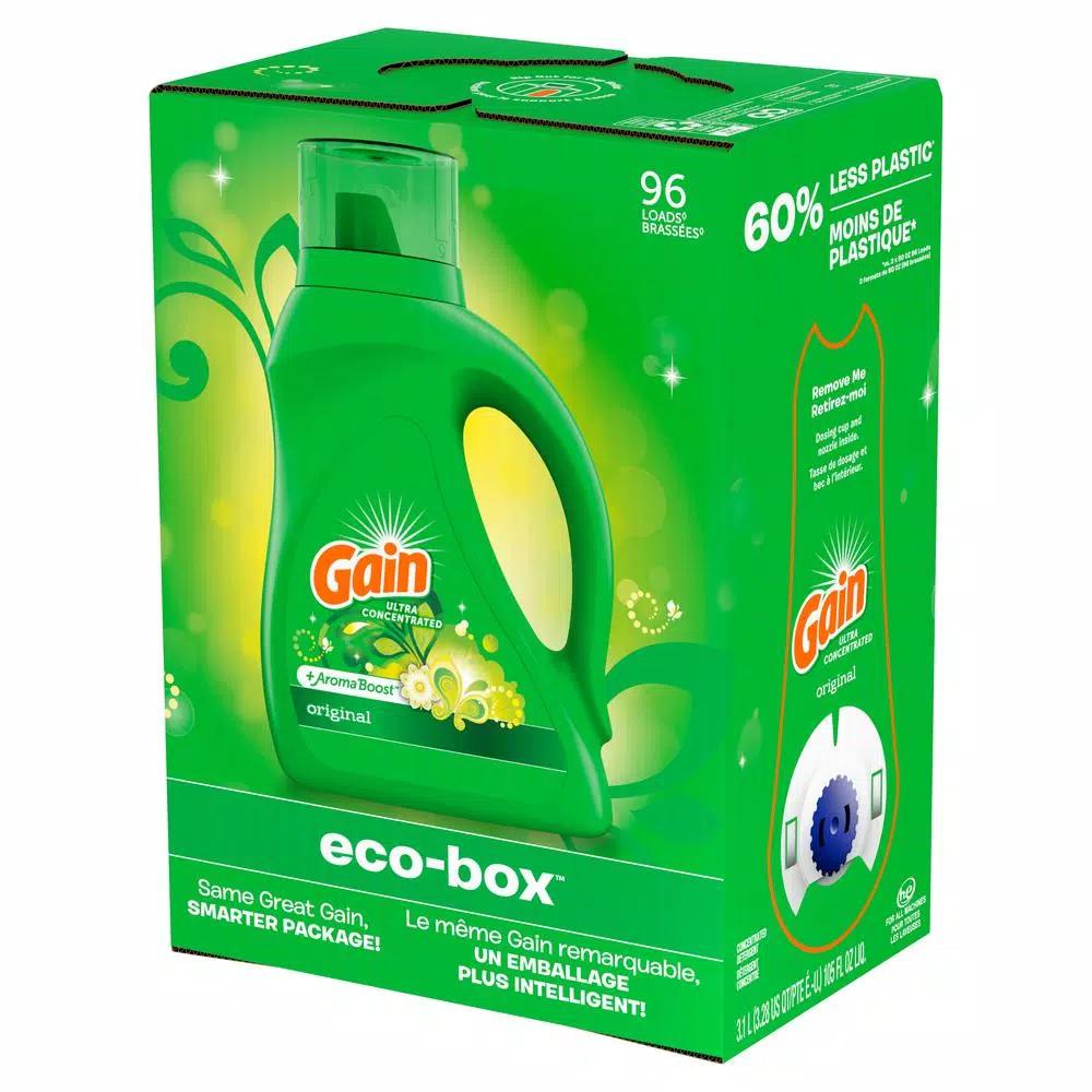 Gain Eco Box Original Liquid Laundry Detergent, 105 oz (96 Loads)