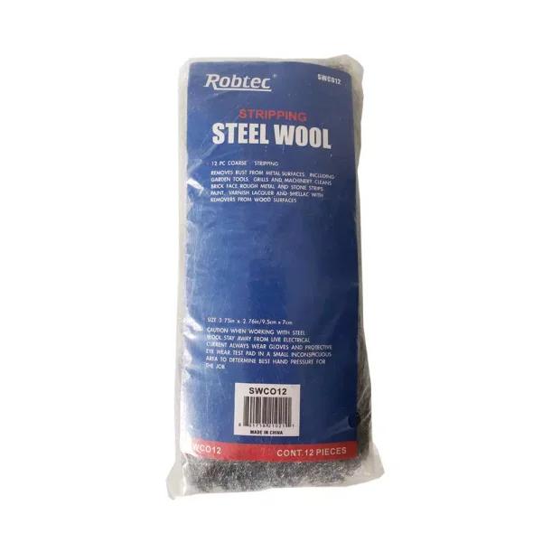 Robtec Grade #2 Coarse Steel Wool Pads, 12-Pack