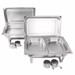 Alpha Living 8 Qt. Stainless Steel Chafing Dish Set with 2 Full and 2 Half Pans thumbnail 1