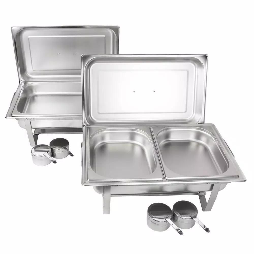 Alpha Living 8 Qt. Stainless Steel Chafing Dish Set with 2 Full and 2 Half Pans
