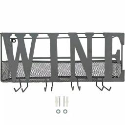 Southern Homewares WINE Wall Mounted Metal Wine Rack and Glass Holder thumbnail 1