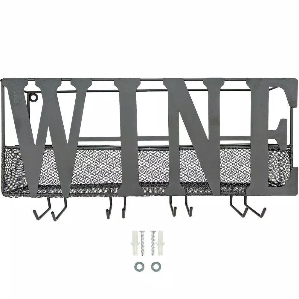 Southern Homewares WINE Wall Mounted Metal Wine Rack and Glass Holder