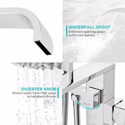 AKDY Freestanding Floor Mount Roman Tub Faucet with Hand Shower, Chrome thumbnail 3