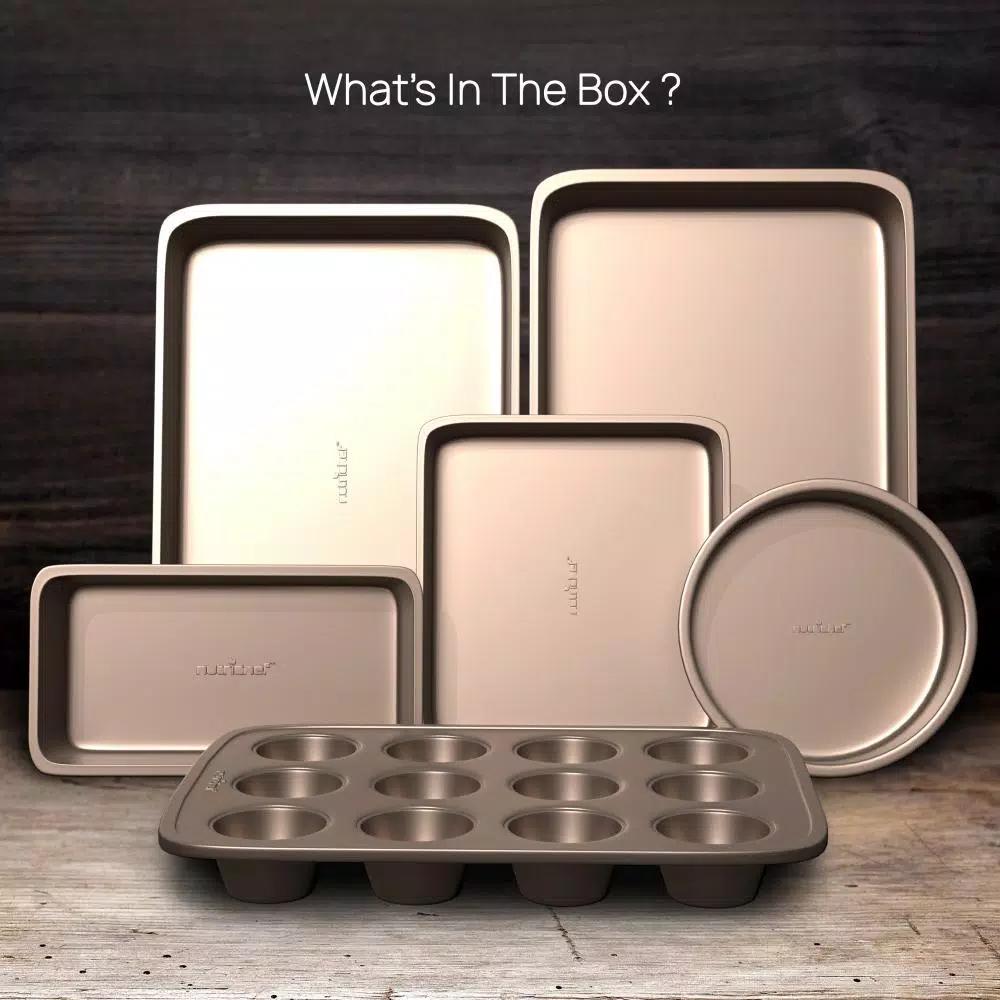NutriChef 6-Piece Non-Stick Carbon Steel Bakeware Set - Professional Kitchen Baking Pan Set