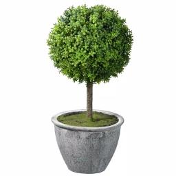 National Tree Company 14 in. Artificial Ball Topiary Evergreen in Gray Ceramic Pot thumbnail 1