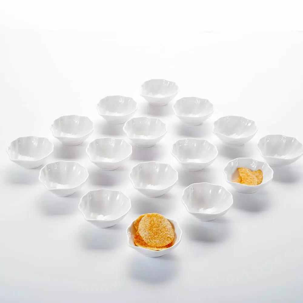 MALACASA 3.5 in. White Porcelain Ramekins Set, 16-Piece Ceramic Souffle Dishes and Serving Bowls