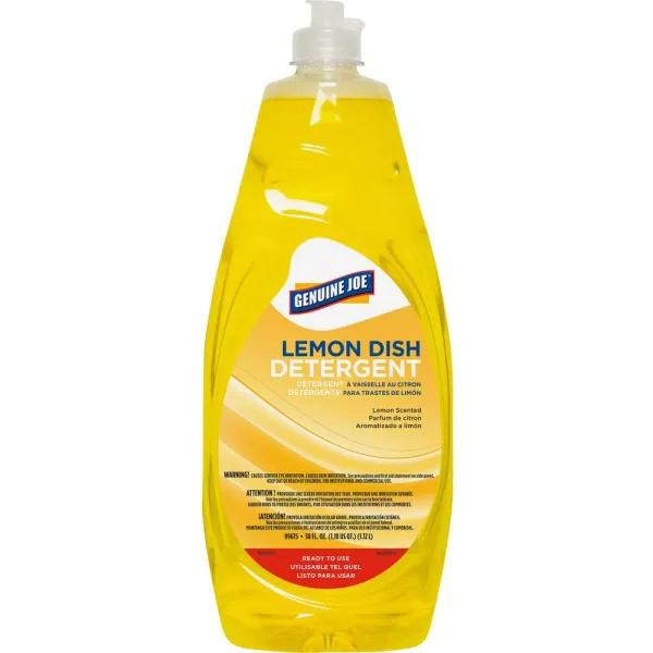 Genuine Joe Heavy-Duty Lemon Dish Detergent, 38 oz. Liquid Concentrate