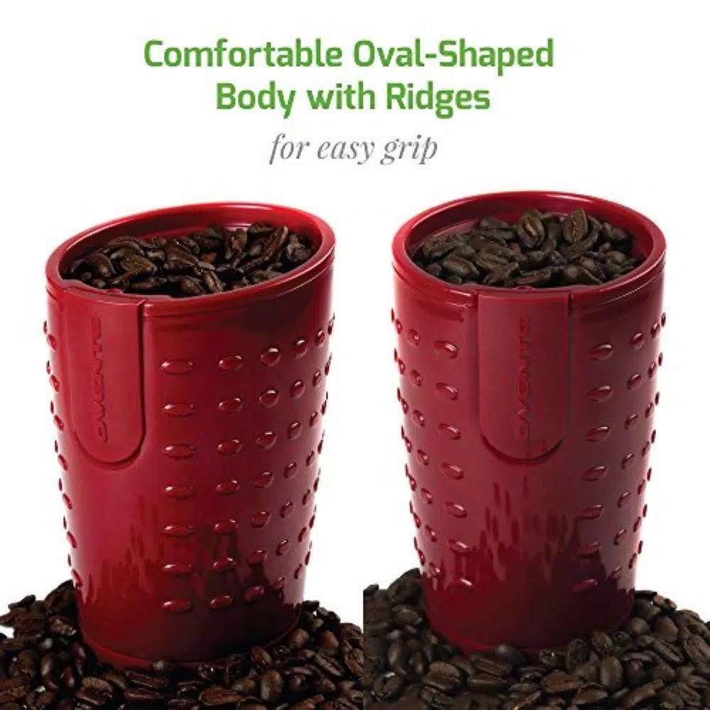 Ovente 2.5 oz. Electric Coffee Grinder, 150W Stainless Steel Blades, Maroon