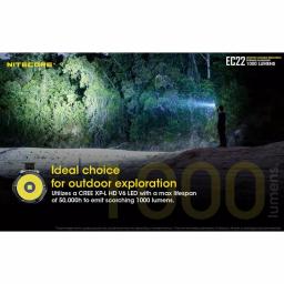 NITECORE EC22 1000 Lumens LED Flashlight with Infinite Variable Brightness and USB Rechargeable Battery thumbnail 2