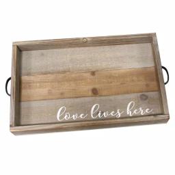 Stratton Home Decor "Love Lives Here" Distressed Wood Decorative Tray thumbnail 1