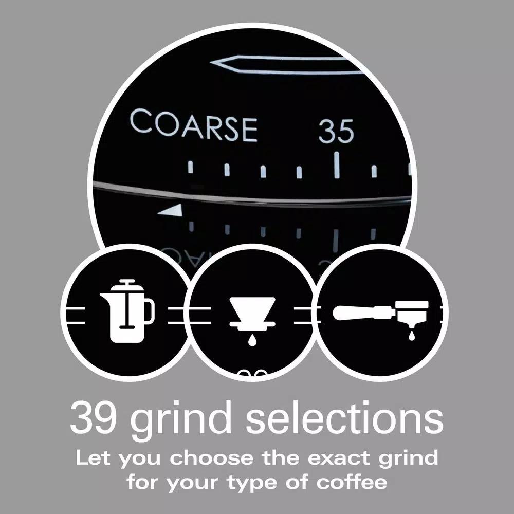 Hamilton Beach Professional Conical Burr Digital Coffee Grinder, 39 Grind Settings, Black & Stainless Steel