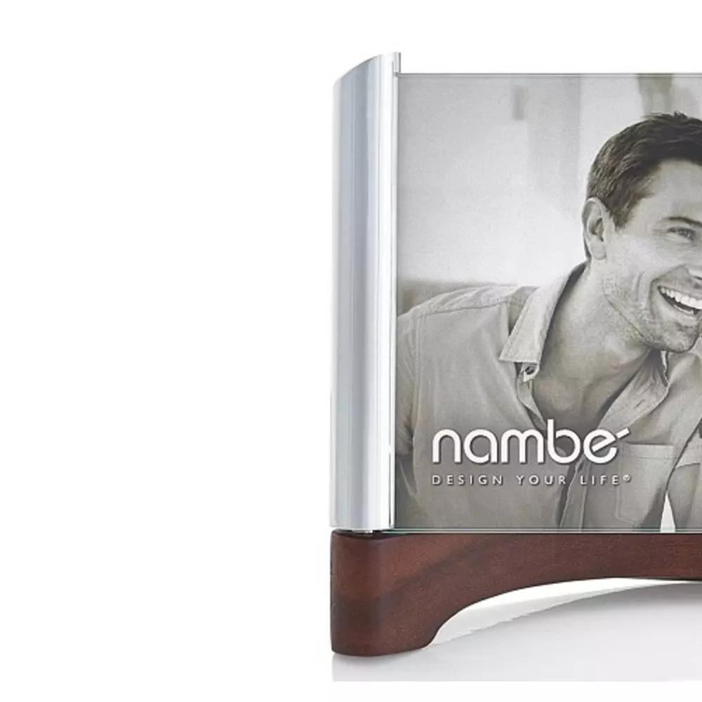 Nambe Sky View Metal and Acacia Wood Picture Frame, 5 x 7, Contemporary Tabletop Design