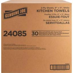 Genuine Joe White Perforated Roll Towels, 2-Ply, 30 Rolls per Carton (85 Sheets per Roll) thumbnail 2