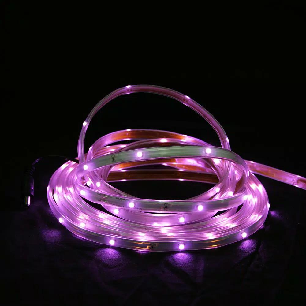 CC Christmas Decor 18 ft. Pink LED Outdoor Christmas Linear Tape Lighting, 72-Light, White Finish