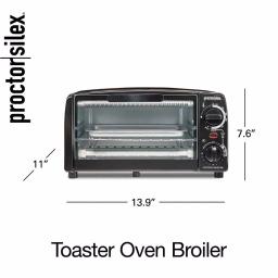 Proctor Silex 31118 4-Slice Toaster Oven Broiler, 1000W, Black thumbnail 2
