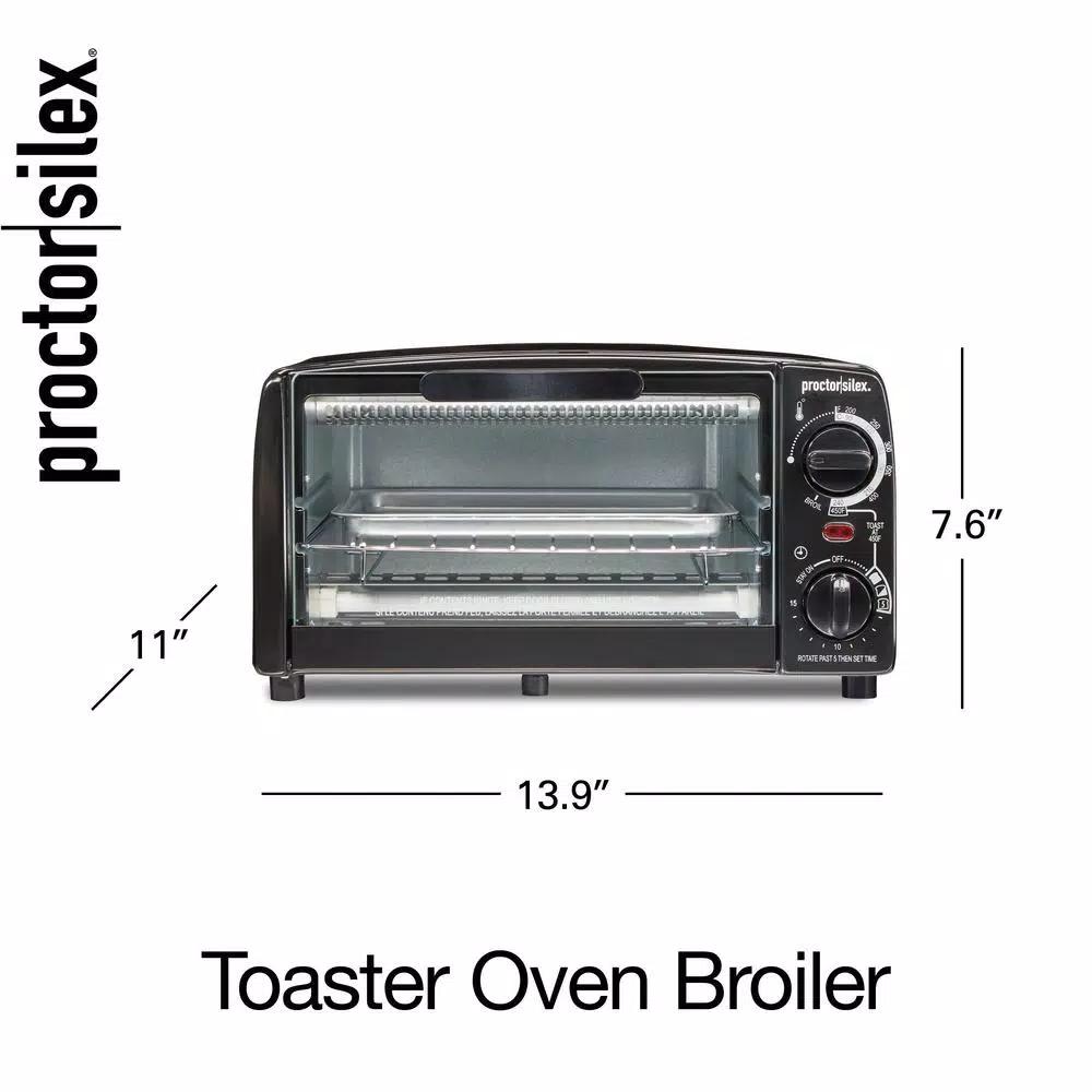 Proctor Silex 31118 4-Slice Toaster Oven Broiler, 1000W, Black