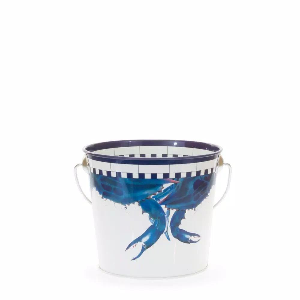 Golden Rabbit Blue Crab Decorative Steel Pail, 2 qt. Multi-Purpose Container