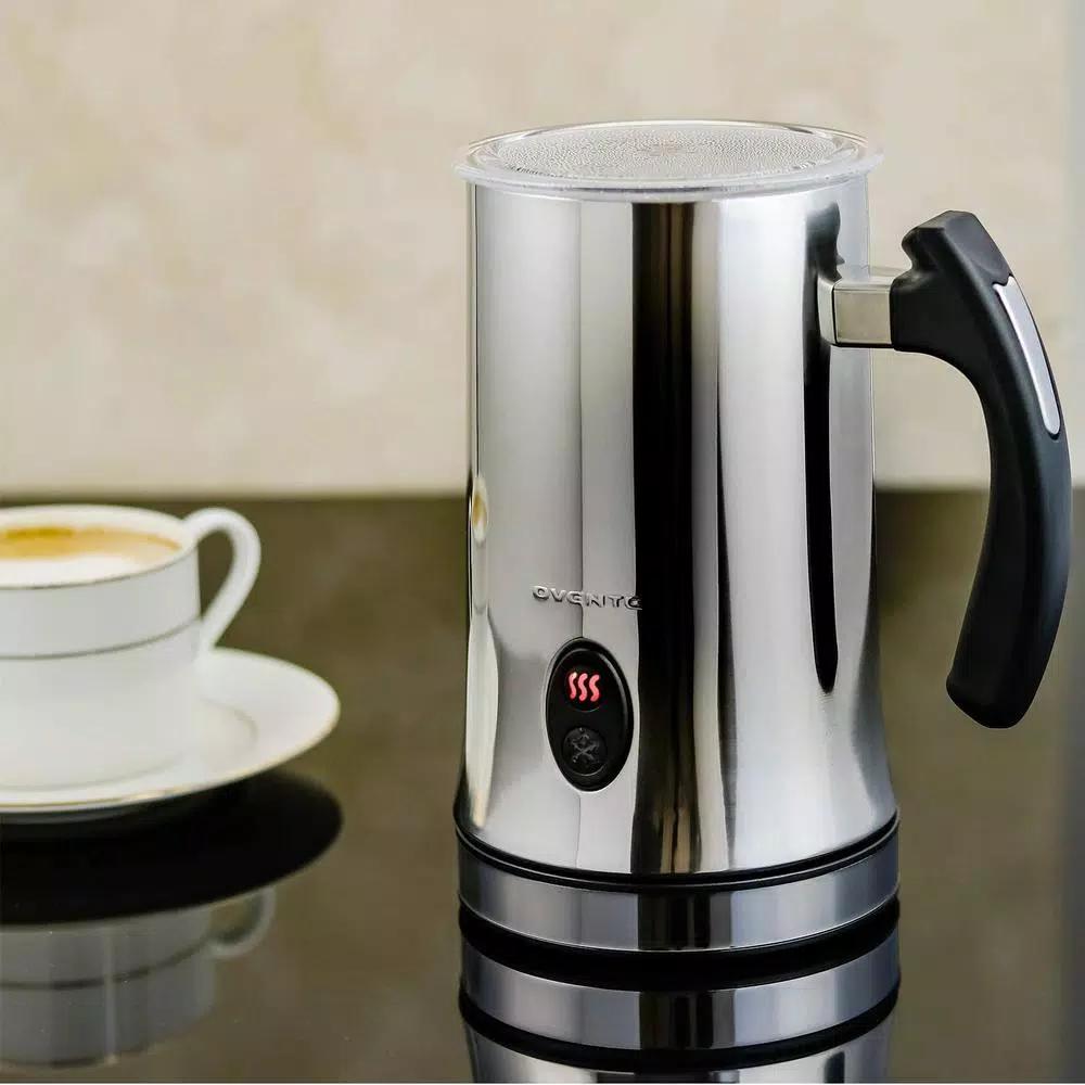 Ovente FR4810 Deluxe Milk Frother, 500W Stainless Steel Electric Frother and Heater with Two Whisks
