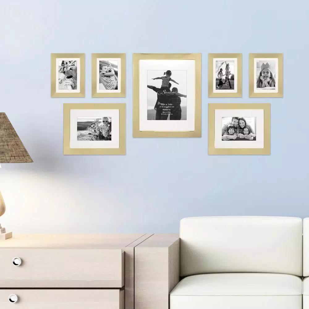 Stonebriar Collection Stonebriar Decorative Stamped Gold Metal Picture Frame Set, 7-Piece Gallery Wall Set