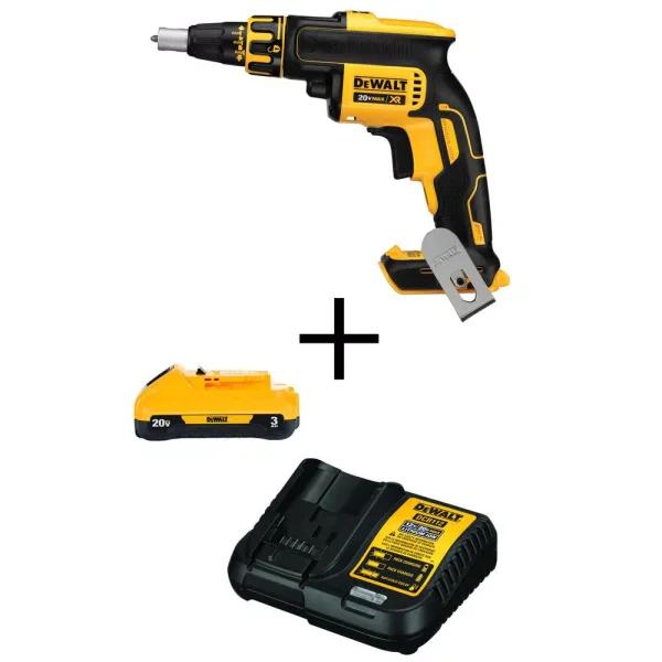 DEWALT 20V MAX XR Brushless Cordless Drywall Screw Gun Kit with 3.0Ah Battery and Charger