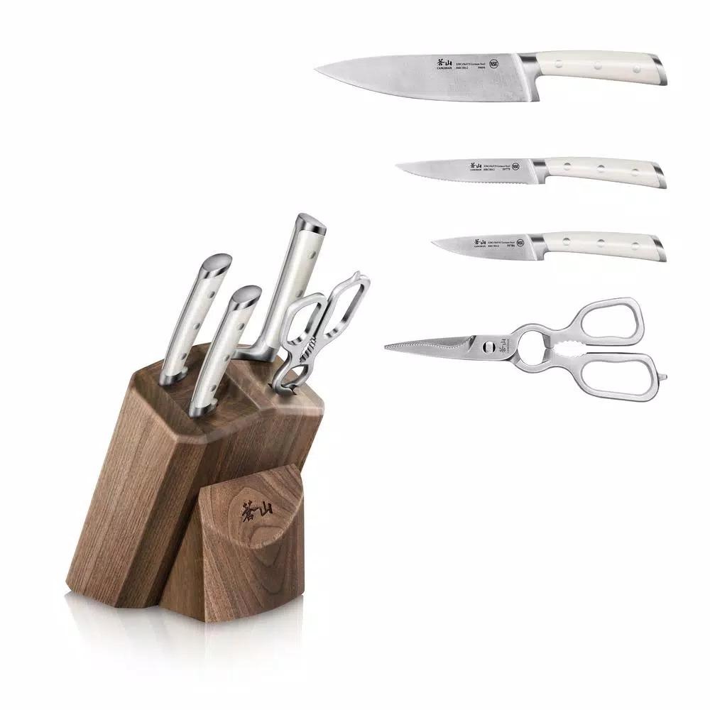 Cangshan S1 Series German Steel Forged 5-Piece Knife Block Set with Walnut Block