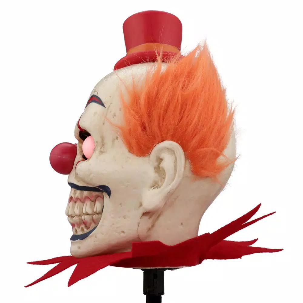 Unbranded 18 in. Scary Clown Head Pathway Markers with Red LED Eyes and Sound (Set of 4)