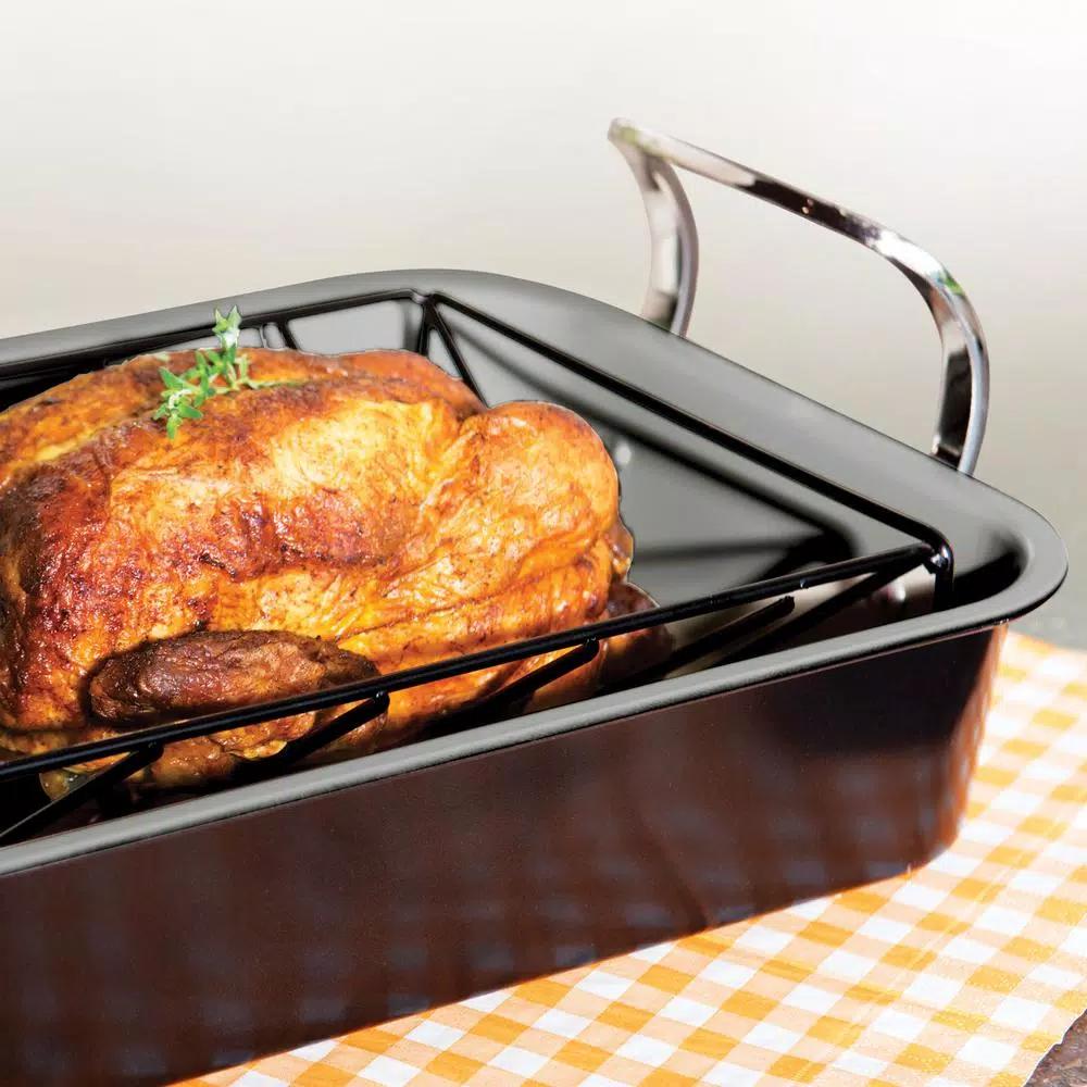 BergHOFF EarthChef 13 in. Carbon Steel Non-Stick Roaster Pan with Rack, 7 qt.