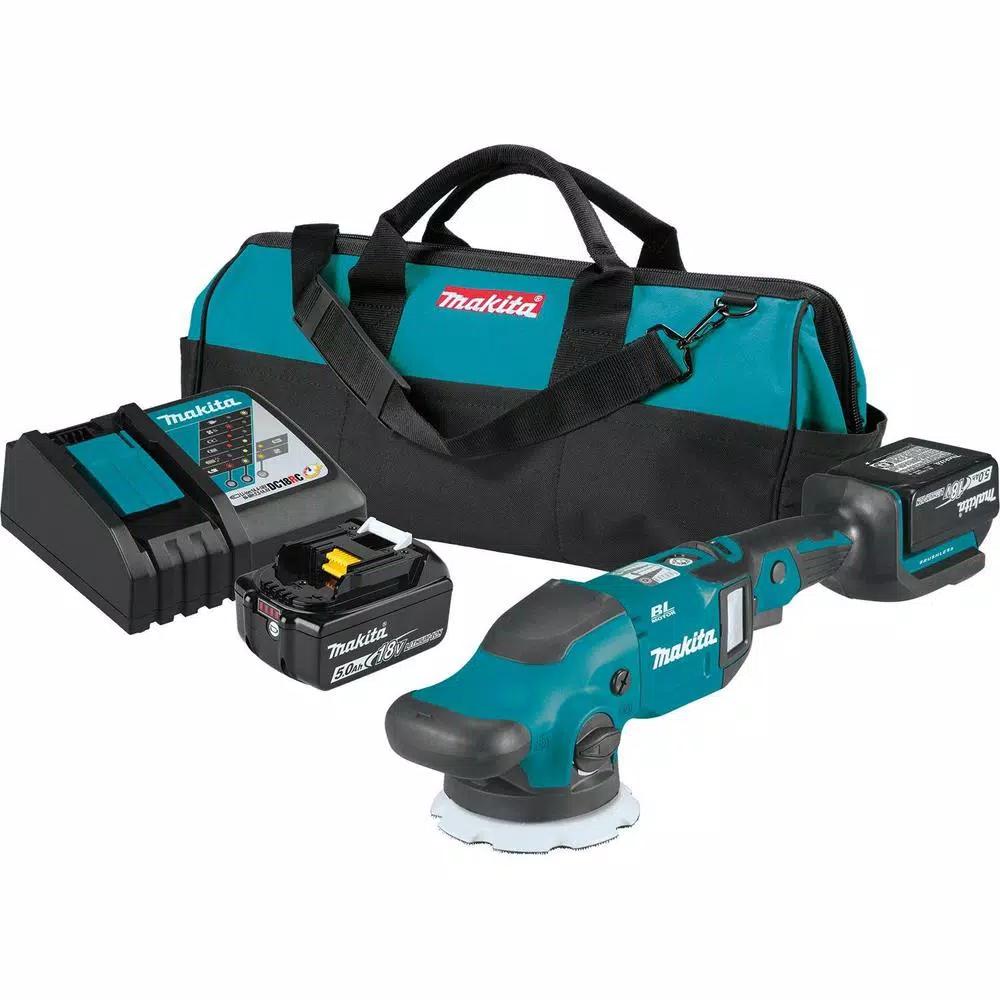 Makita 18V LXT Brushless Cordless 5 in./6 in. Dual Action Random Orbit Polisher Kit (5.0 Ah)