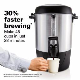 Hamilton Beach Fast Brew 45-Cup Stainless Steel Coffee Urn with 1-Hand Dispensing thumbnail 2
