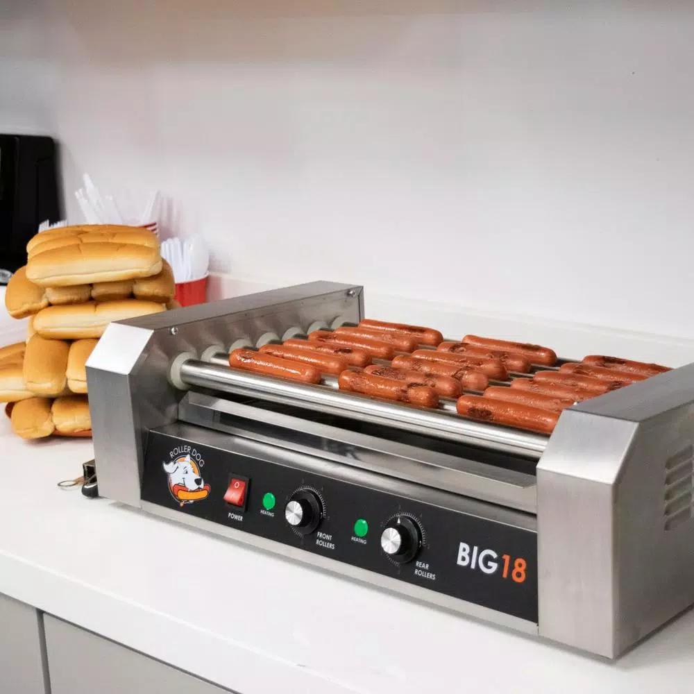 Funtime 187 sq. in. Stainless Steel Hot Dog Roller Grill, Dual Temperature Control